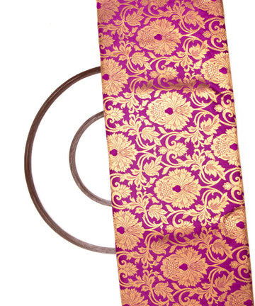 Purple Colour Floral Design Banarasi Brocade Silk Fabric